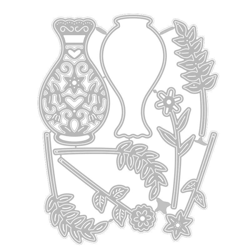 2020 New Flowers Vase Metal Cutting Dies Leaves and Tea Party Lamp Die Cut Scrapbooking Crafts For Card Making No Stamps Sets