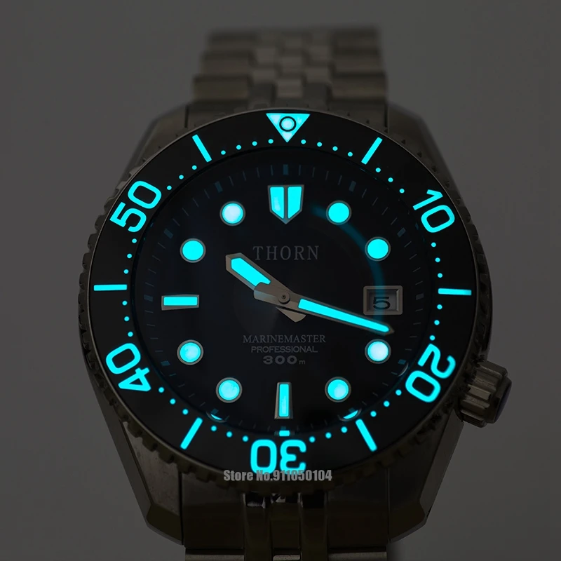 Zegar THORN Big MM Automatyczny zegarek Mechaniczny Zegarek do nurkowania męskie Water Ghost Luminous Blue 300 m Wodoodporny Ferrari LX Series