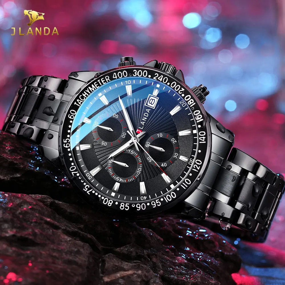 Zegarek dla mężczyzn Zegarek Kwarcowy JLANDA Top Brand Luksusowy Bransoleta Ze Stali Nierdzewnej Mężczyzna Zegarka 2021 Wojskowe męskie zegarek