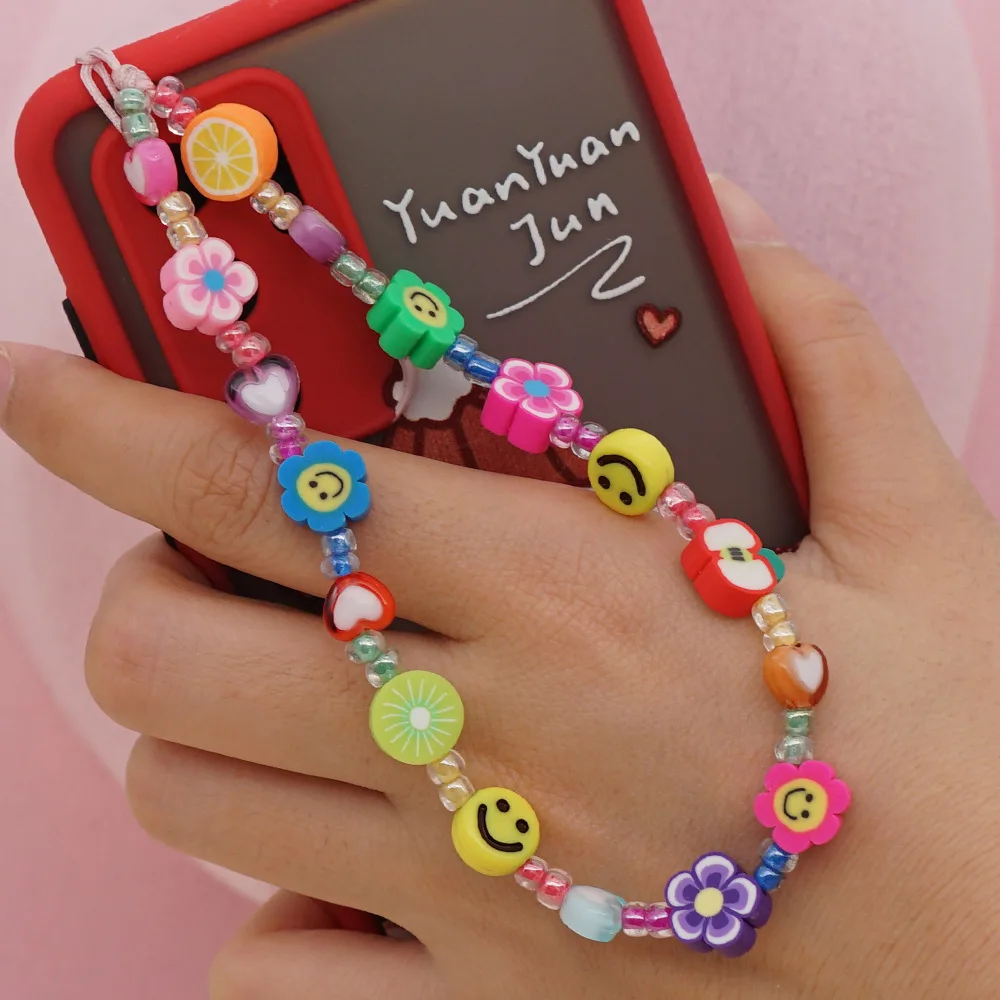 Kolorowe Miękkie Ceramiczne Telefon Smycz Spersonalizowane Słodki Modny Styl List Miłosny Cukierki Linkę Breloczki Biżuteria