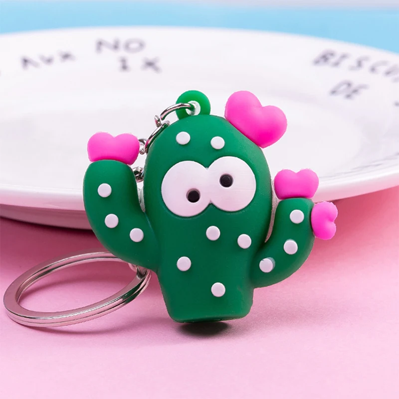 3D Kaktus Brelok Pary Brelok Pierścień dla Kobiet Torba na ramię Dziewczyna Telefon Brelok Samochód Miłośników Biżuterii Prezenty