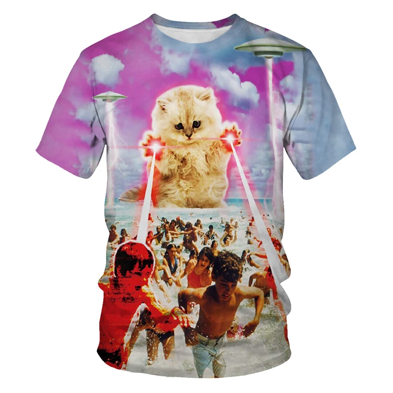 2020 nowy Galaxy space unisex 3D koszulka Lightning funny cat shirt koszulka z krótkim rękawem letnia koszula