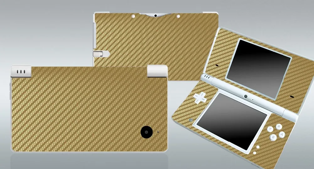 Złoty włókna węglowego Winylu Naklejki Skóry Ochraniacz do Nintendo DSI NDSI skins Stickers