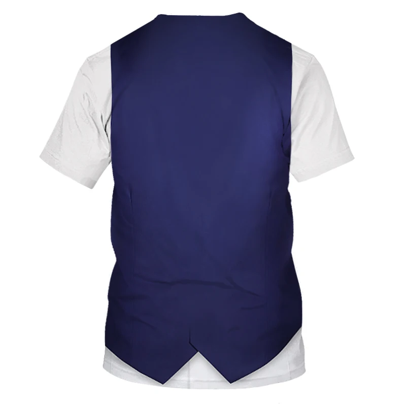 2021 Letni Wesoły Męski Garnitur Fałszywy Muszka Drukowanie 3D Koszulka Męska Moda, Modne Meble Ubrania Z Krótkim Rękawem, Fałszywa Koszulka Vest
