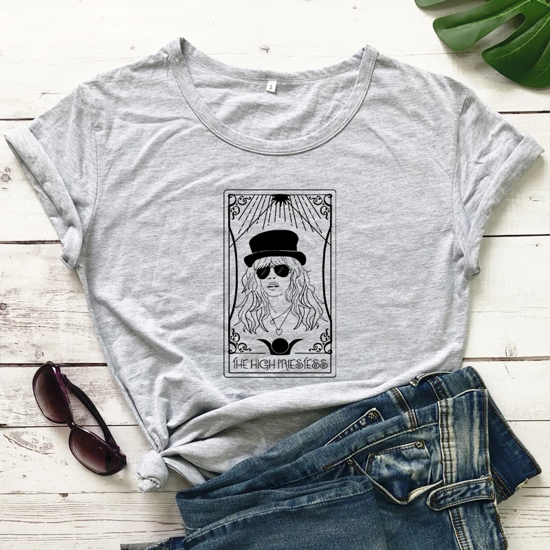 The High Priestess Tarot Card T-shirt Casual Women Short Sleeve Tumblr Hipster Witch Top Tee Shirt