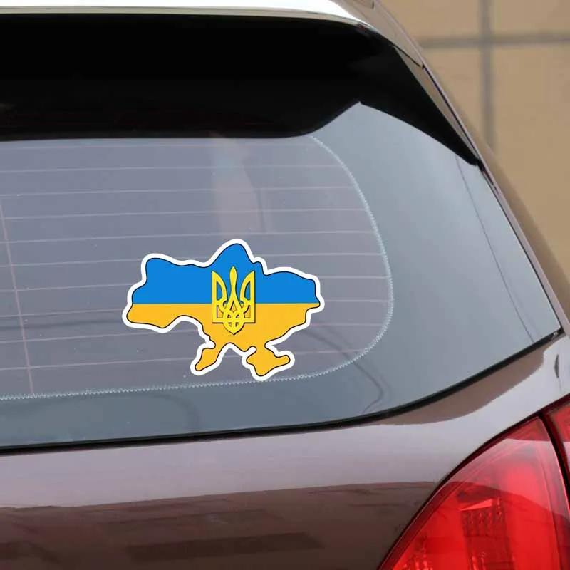 Kreatywne Akcesoria Samochodowe Flaga Ukrainy Trójząb Naklejka Samochodowa Mapa Naklejka Ukraiński Stylizacja Samochodów PVC Wodoodporna, odporna na zarysowania naklejka
